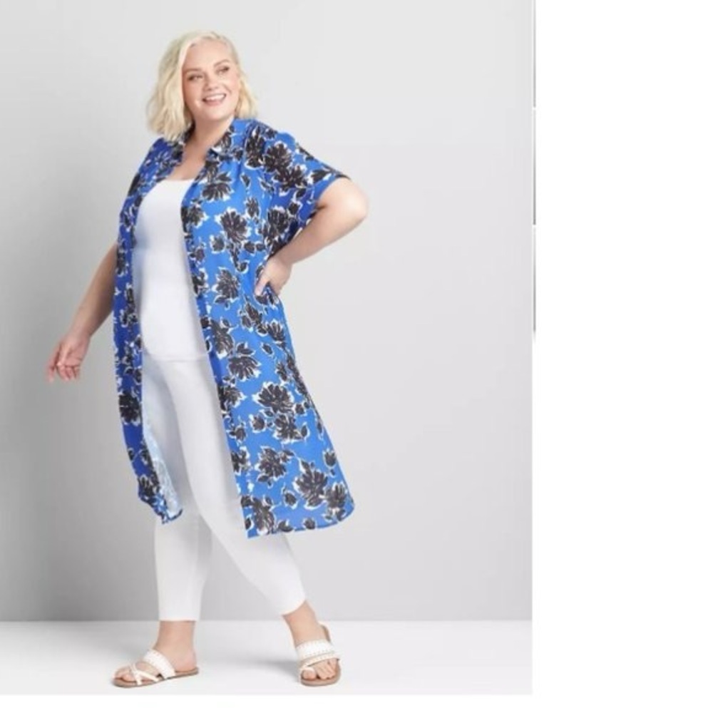 Lane Bryant | Button-Front Shirt Maxi Overpiece Boho Floral Beach
